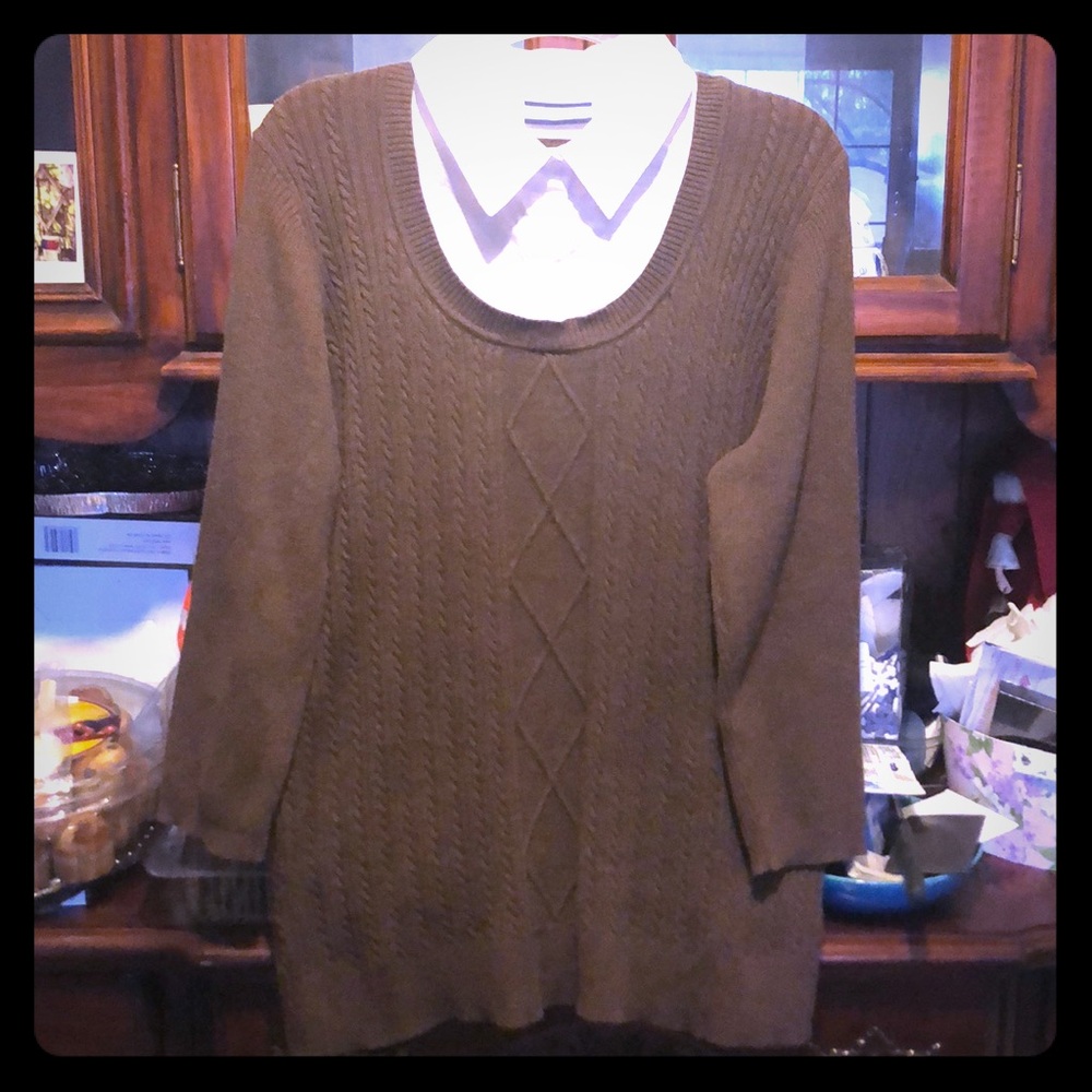 Used - Croft&Barrow 1X brown/white blouse